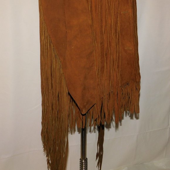 Suede Leather Fringe Vintage Coat 24" Fringe! Boho Hippie Rancher Western Jacket - Picture 13 of 15